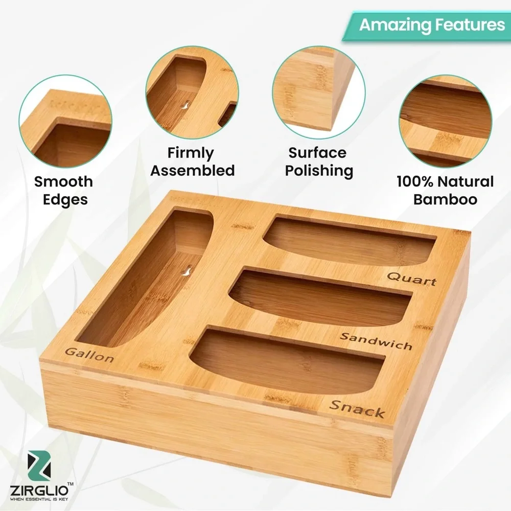 Bamboo plastic bags organizer dispenser wall mount or drawer. Perfect 🎁!!